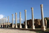 Des colonnes dans l'ancienne cité romaine de Leptis Magna, le 18 décembre 2016