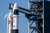 La fusée Falcon 9 et la capsule Dragon de SpaceX avant un lancement au centre spatial Kennedy de la Nasa, le 14 mars 2025 à Cap Canaveral, en Floride