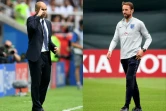 Le sélectionneur de la Belgique Roberto Martinez (à gauche) et celui de l'Angleterre, Gareth Southgate s'affrontent pour la première place du groupe G de la Coupe du monde en Russie
