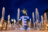 La statue d'Alexandre le Grand à Skopje le 30 septembre 2018, jour du référendum sur le nouveau nom de la Macédoine
