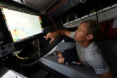 Le navigateur Thomas Ruyant, à bord de son monocoque "LinkedOut", le 9 septembre 2020 au large de Lorient