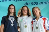 Lors des championnats de France cadets (de gauche à droite, Mélanie Poulain, médaille d'argent, Marion Brunel, médaille d'or, Alizée Morel, médaille de bronze)