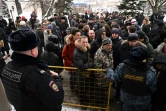 Des partisans de l'opposant nationaliste russe Igor Guirkine rassemblés devant le tribunal de Moscou, le 25 janvier 2024
