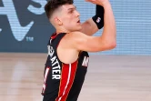 Tyler Herro du Miami Heat contre les Boston Celtics dans le match N.3 de la finale de Conférence Est en NBA le 19 septembre 2020 à Lake Buena Vista en Floride