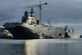 Le Sebastopol et le Vladivostok  les deux navires de guerre Mistral dont la vente à la Russie avait été annulée par Paris, le 20 décembre 2014 à Saint-Nazaire