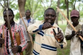 Amos Mbairo Nangyo (c) coordonnateur d'un  groupe d'autodéfense et directeur d'une société de gardiennage, en compagnie de membres du groupe "Pala-Coton Tchad, le 15 juin 2024 "à Pala, au Mayo-Kebbi Ouest, le 15 juin 2024 au Tchad