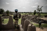 Soldats de la Force des Nations unies au Mali (Minusma) dans le village peul détruit de Sadia, dans le centre du Mali, le 5 juillet 2019