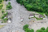 Un glissement de terrain dans le hameau de Sorte, au sud de Lostallo,, dans le canton suisse des Grisons, le 23 juin 2024