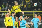 L'attaquant norvégien du Borussia Dortmund Erling Haaland marque le 2e but face à Greuther Fuerth, lors de la 16e journée de Bundesliga, le 15 décembre 2021