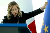 La cheffe de gouvernement italien Giorgia Meloni s'exprime lors d'une conférence de presse Shengjin, en Albanie, le 5 juin 2024