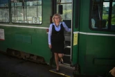 La Bulgare Stoyanka Dimitrova, conductrice de tram, à Sofia le 23 avril 2020