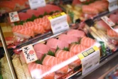 Sushis provenant du Japon dans un supermarché à Hong Kong, le 23 août 2023