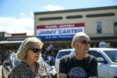 Rick Pape (à droite) et son épouse visitent la bourgade de Plains à l'occasion du centenaire de l'ancien pésident américain Jimmy Carter, le 1er octobre 2024