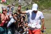 Kilian Jornet Burgada passe la ligne d'arrivée du Marathon du Mont-Blanc le 1er juillet 2018, à Chamonix. 