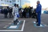 L'astronaute américain Nick Hague et le cosmonaute russe Alexeï Ovtchinine avant leur embarquement à bord du Soyouz MS-10 au cosmodrome de Baïkonour le 11 octobre 2018.
