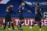 La joie de l'attaquant du Paris Saint-Germain, Kylian Mbappé, auteur d'un doublé face à Montpellier, lors de leur match de L1, le 22 janvier 2021 au Parc des Princes