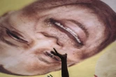 Un poster géant du président sortant Denis Sassou-Nguesso lors de la campagne présidentielle à Brazzaville le 19 mars 2021
