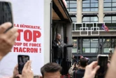 Le leader insoumis Jean-Luc Mélenchon lors d'une manifestation à Paris "contre le coup de force de Macron" après la nomination de Michel Barnier à Matignon, le 7 septembre 2024