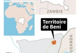 Carte de la République démocratique du Congo localisant le territoire de Beni dans le Nord-Kivu où 14 Casques bleus de la Monusco ont été tués et des dizaines blessés lors d'affrontements jeudi