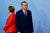 Le président turc Recep Tayyip Erdogan et la chancelière allemande Angela Merkel au sommet du G20 à Hambourg en Allemagne, le 8 juillet 2017