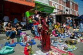 Des représentations de la "Santa Muerte" dans une rue du quartier de Tepito, le 1er octobre 2020 à Mexico