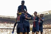 La joie des Parisiens qui congratulent le capitaine Marquinhos après avoir ouvert le score contre Amiens au Parc des Princes, le 20 octobre 2018
