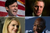Les candidats au Sénat en Géorgie, les démocrates Jon Ossoff (haut gauche) et Raphael Warnock (bas droite), et les républicains David Perdue (haut droite), et Kelly Loeffler (bas gauche)