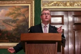 Le leader du Parti unioniste démocrate (DUP) d'Irlande du Nord, Jeffrey Donaldson, s'exprime lors d'une conférence de presse au château de Hillsborough, au sud-ouest de Belfast, le 31 janvier 2024