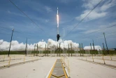La fusée Falcon 9 de SpaceX transportant deux astronautes de la Nasa lors de son décollage depuis la Floride le 30 mai 2020 