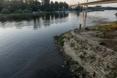 Des déchets flottent à la surface de la rivière Save, affluent du Danube, à Belgrade le 30 juillet 2020