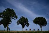 Le Belge de la Lotto Dstny Victor Campenaerts, le Néerlandais de la Lotto Dstny's Pascal Eenkhoorn, le Danois de la Soudal Quick-Step Kasper Asgreen et le Norvégien de l'équipe Uno-X Jonas Abrahamsen dans l'échappée du jour lors de la 18e étape du Tour de France cycliste entre Moutiers et Bourg-en-Bresse, le 20 juillet 2023