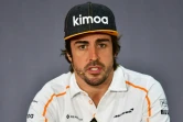 L'Espagnol Fernando Alonso (McLaren) en conférence de presse, le 5 avril 2018 sur le circuit de Sakhir à Bahreïn