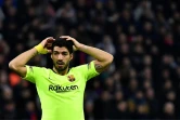 L'attaquant uruguayen de Barcelone, Luis Suarez, dépité après le nul concédé à Lyon, en 8e de finale aller de la Ligue des champions, le 19 février 2019