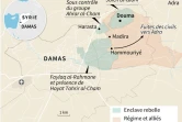 Carte de l'avancée des forces syriennes dans la Ghouta orientale au 16 mars