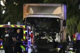 Le camion du terroriste criblé d'impacts de balles, à Nice le 14 juillet