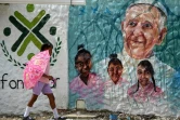 Un portrait du pape sur un mur du quartier de San Francisco à Carthagène, en Colombie, le 23 août 2017