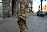L'ancien joueur de tennis ukrainien Sergiy Stakhovsky dans les rues de Kiev le 15 mars 2022