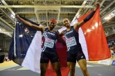 Les Français Aurel Manga (g) en bronze et Pascal Martinot-Lagarde en argent au 50 m haies de l'Euro de Glasgow le 3 mars 2019
