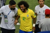 Le défenseur latéral gauche du Brésil Marcelo sort sur blessure lors du match contre la Serbie, le 27 juin 2018 à Moscou