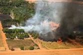 Photo diffusée le 29 juillet 2020 par les pompiers de l'Etat du Mato Grosso montrant un incendie de forêt dans la région du Pantanal, au Brésil