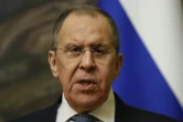 le ministre russe des Affaires étrangères Sergueï Lavrov lors d'une conférence de presse le 27 avril 2022 à Moscou 