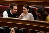 Pablo Iglesias, chef de file du mouvement de gauche radicale Podemos, et Irene Montero, alors députés, ici au Parlement espagnol à Madrid le 5 janvier 2020