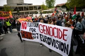 Des manifestants réunis contre la participation d'Israël à la 68e édition du concours de l'Eurovision à Malmö en Suède, le 9 mai 2024