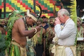 Le prince Charles (d) en visite à Port Vila en avril 2018, au Vanuatu