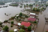 Vue aérienne des inondations dans le village de Pechea (sud-est de la Roumanie), le 14 septembre 2024