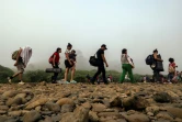 Migrants près de Bajo Chiquito au Panama à la sortie de la jungle du Darien, le 22 septembre 2023