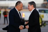 Le chef de la diplomatie américaine Antony Blinken (D) et le ministre grec des Affaires étrangères Giorgos Gerapetritis  (G), le 6 janvier 2024 en Crète
