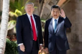 Le président américain Donald Trump (g) et son homologue chinois Xi Jinping à Mar-a-Lago, le 7 avril 2017 à West Palm Beach, en Floride