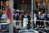 Cordon de police près du site d'un attentat à la camionnette, le 17 août 2017 à Barcelone
