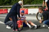 Le coureur belge Jordi Meeus au sol après une des nombreuses chutes ayant émaillé la 3e étape du Tour de France, le 7 juillet 2025 entre Valenciennes et Dunkerque